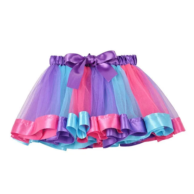 3M-8T Princess And Rainbow Tulle Skirts For Girls