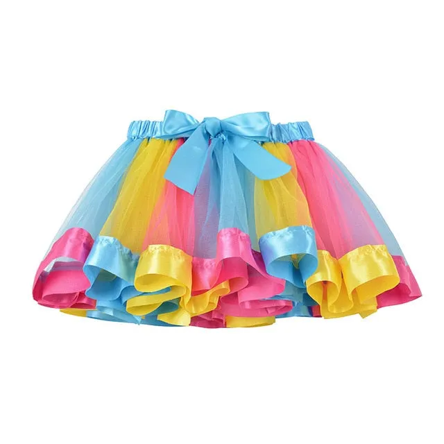 3M-8T Princess And Rainbow Tulle Skirts For Girls