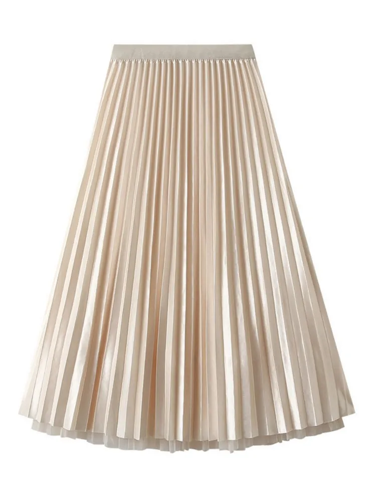 Beaded Mesh High Waist Pleated Skirt