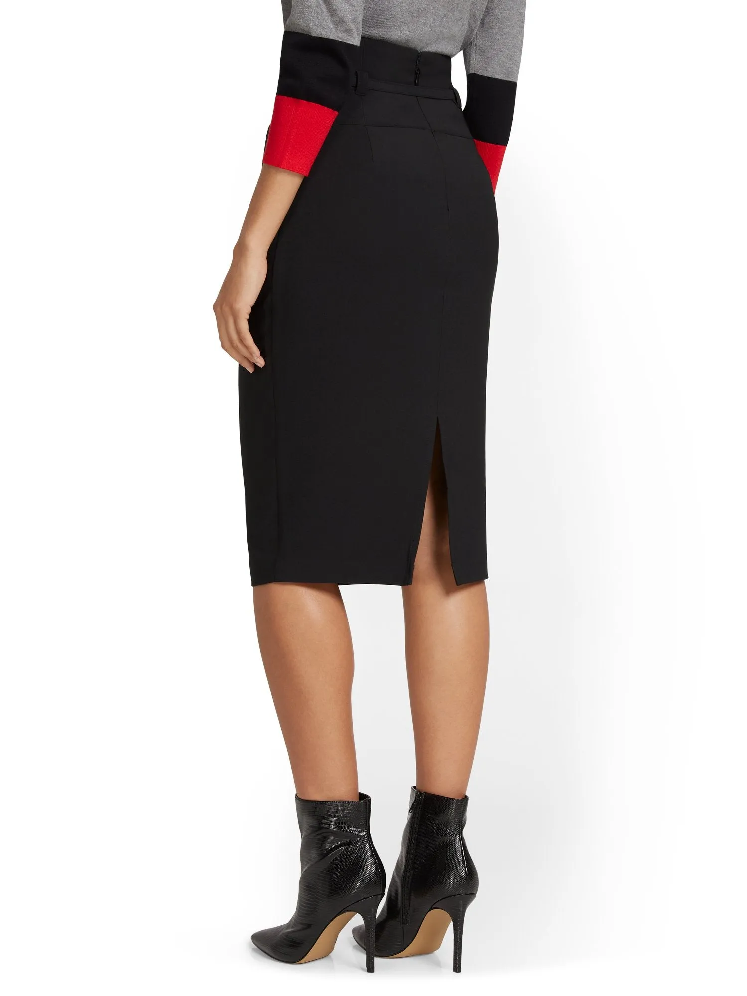 Belted Pencil Skirt - Premium Stretch