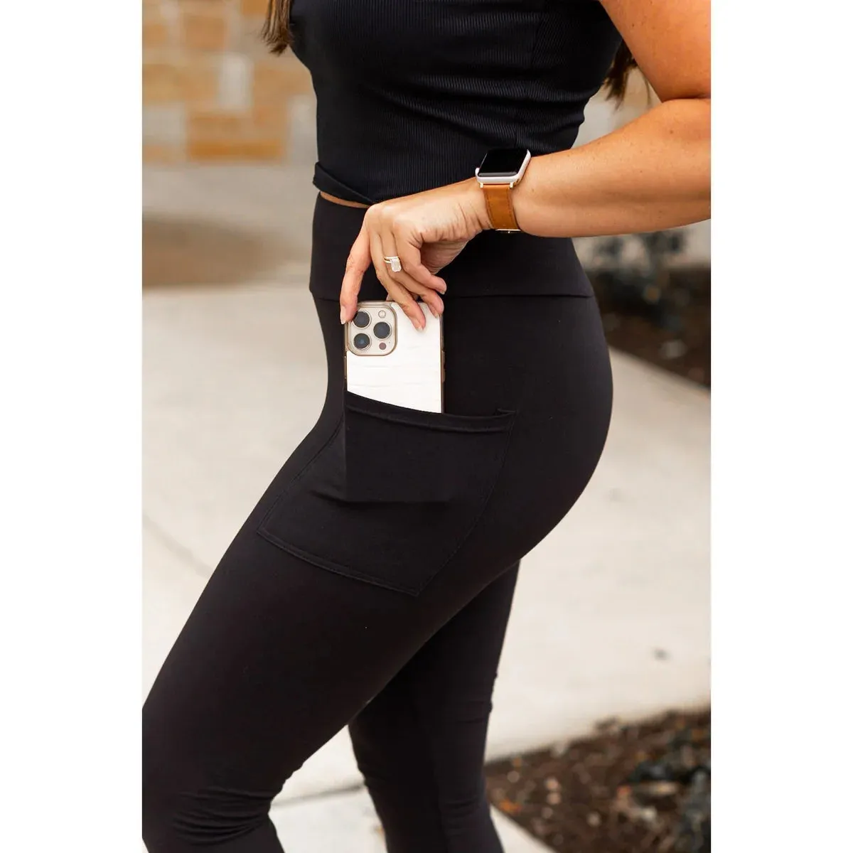 Black Pocket Leggings Capri