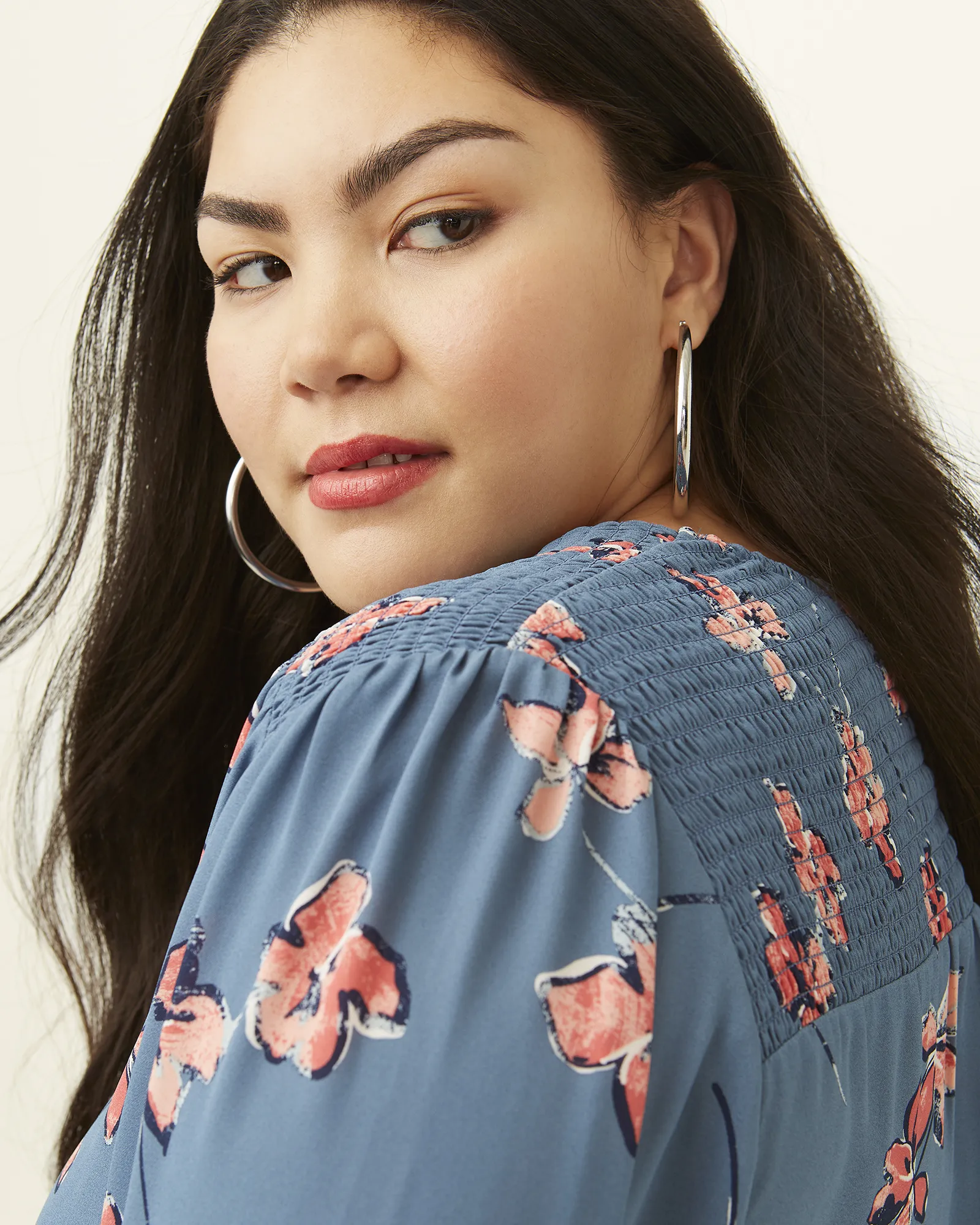 Brianna Printed Blouse | Teal / Coral