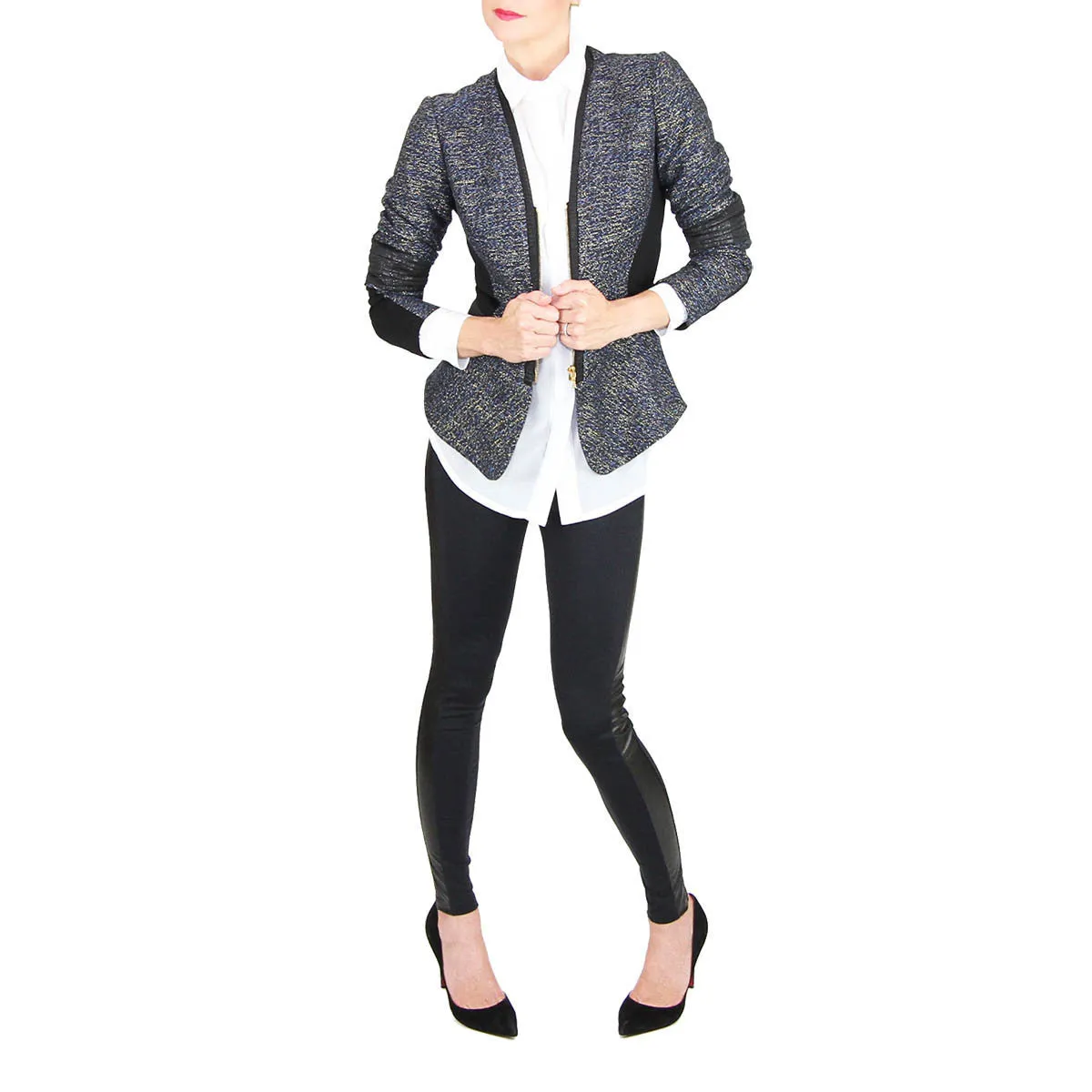 Charcoal Tuxedo Legging with Vegan Leather