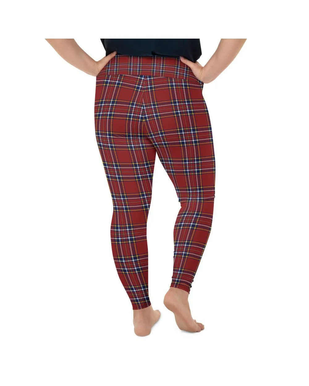 Deep Red Tartan Plus Size Leggings