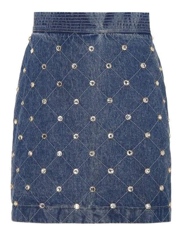 Embellished Denim Skirt