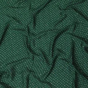 Emerald Green and White Polka Dot Synthetic Chinon Fabric with gold foil, 110 cm Width-D19675