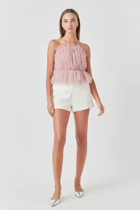 Endless Rose - Strapless Tulle Peplum Top