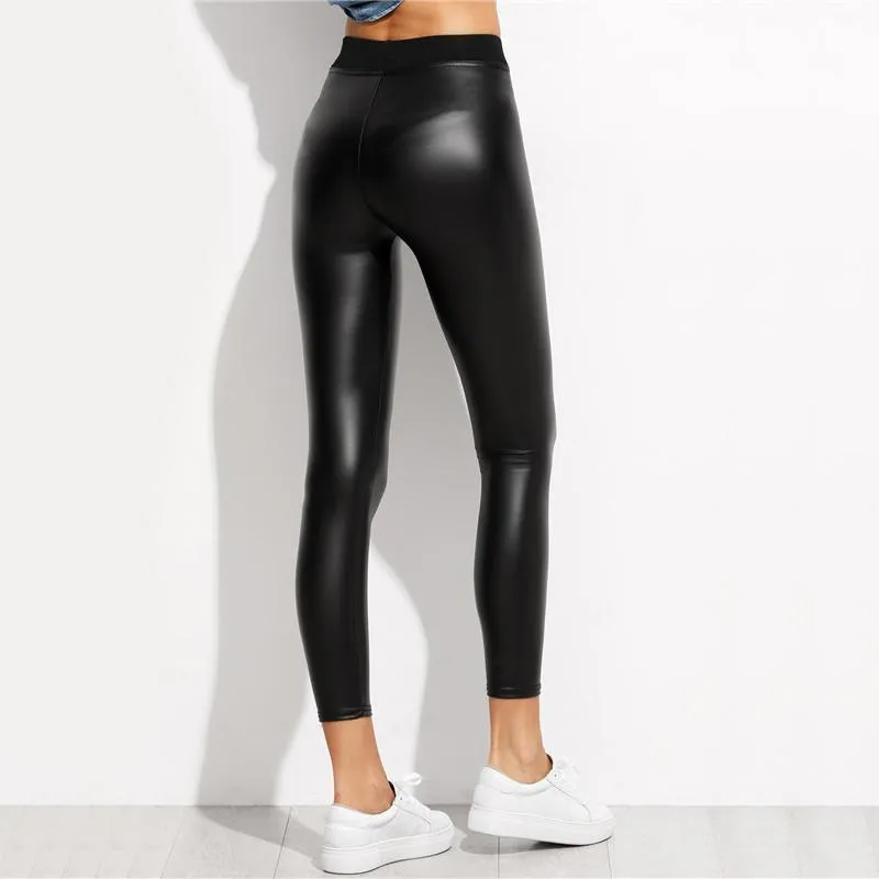 Faux Leather Fitness High Waisted Warm Pants