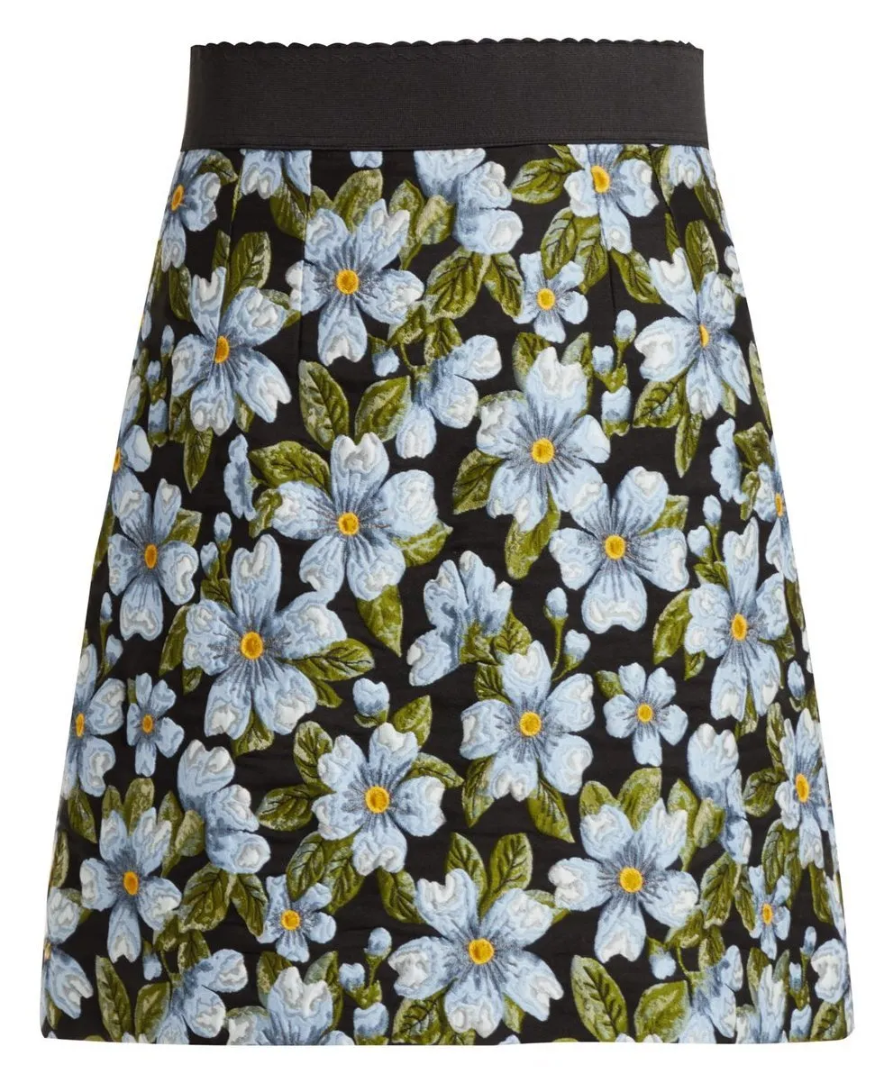 Floral-Jacquard A-Line Skirt