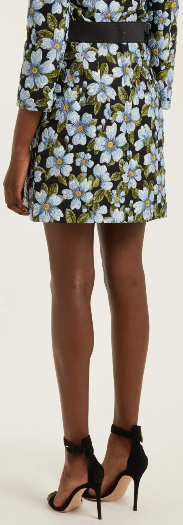 Floral-Jacquard A-Line Skirt