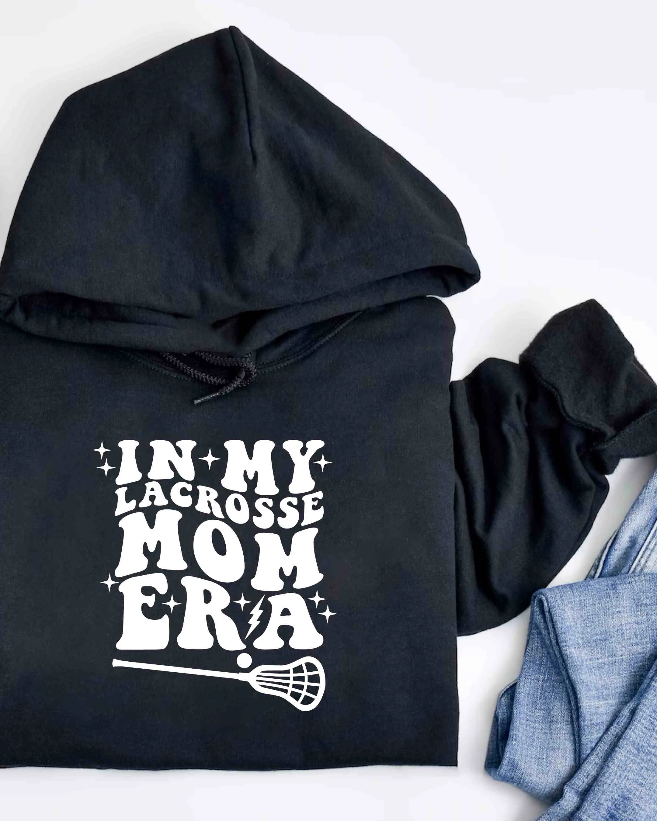 In My Lacrosse Mom Era Tank/Hoodie/Crewneck Adult Black or White