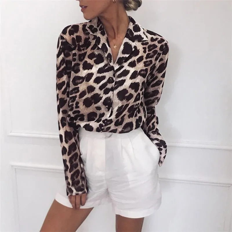 Leopard Print Chiffon Blouse