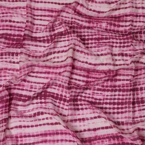 Magenta and Pink Tie-Dye Synthetic Chinon Fabric with gold foil, 110 cm Width-D19667