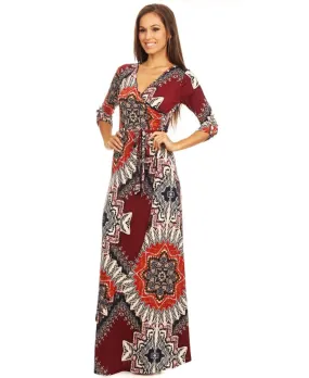 Maxi Dress with Sleeves Malnative Maroon