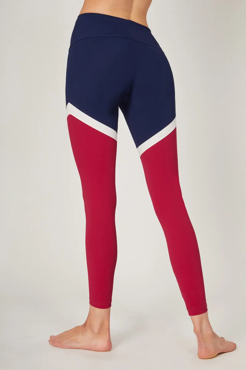 Medium Compression Waisted Leggings With Flattering Leg Panels Navy