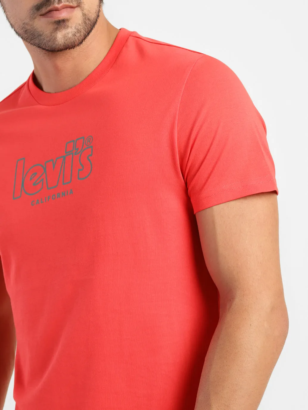 Men's Brand Logo Slim Fit T-shirt Red