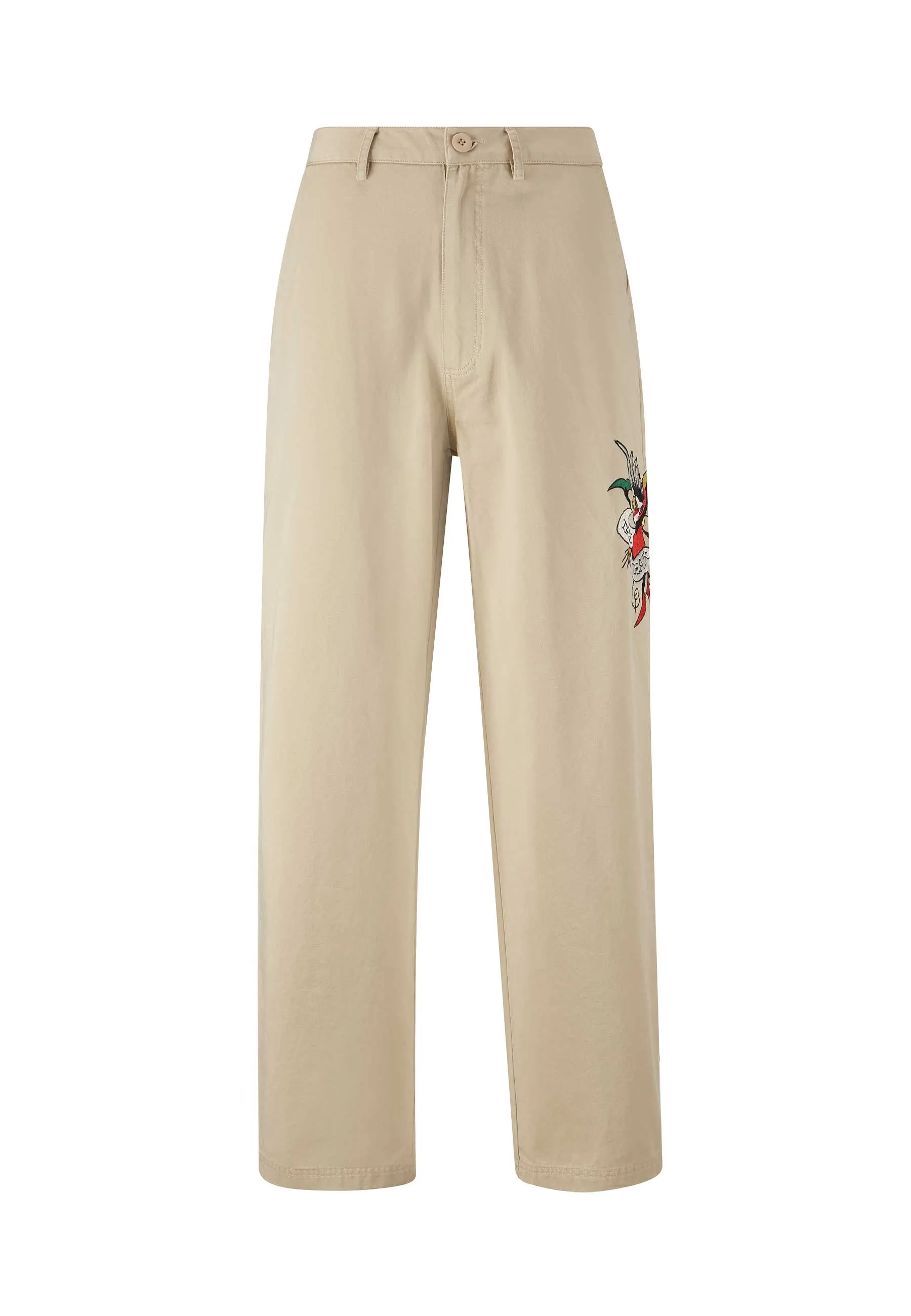 Mens True Till Death Baggy Skater Chinos - Beige