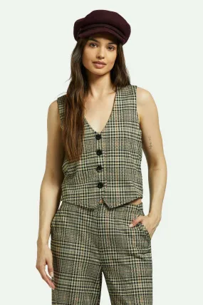 Menswear Plaid Leisure Vest - Winter White/Black Plaid