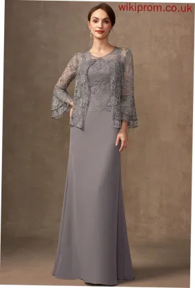 Mother of the Bride Dresses Bride Sheath/Column Chiffon the of Lace Square Neckline Mother Shyann Floor-Length Dress