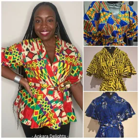 *NEW* African Print Peplum Wrap Tops