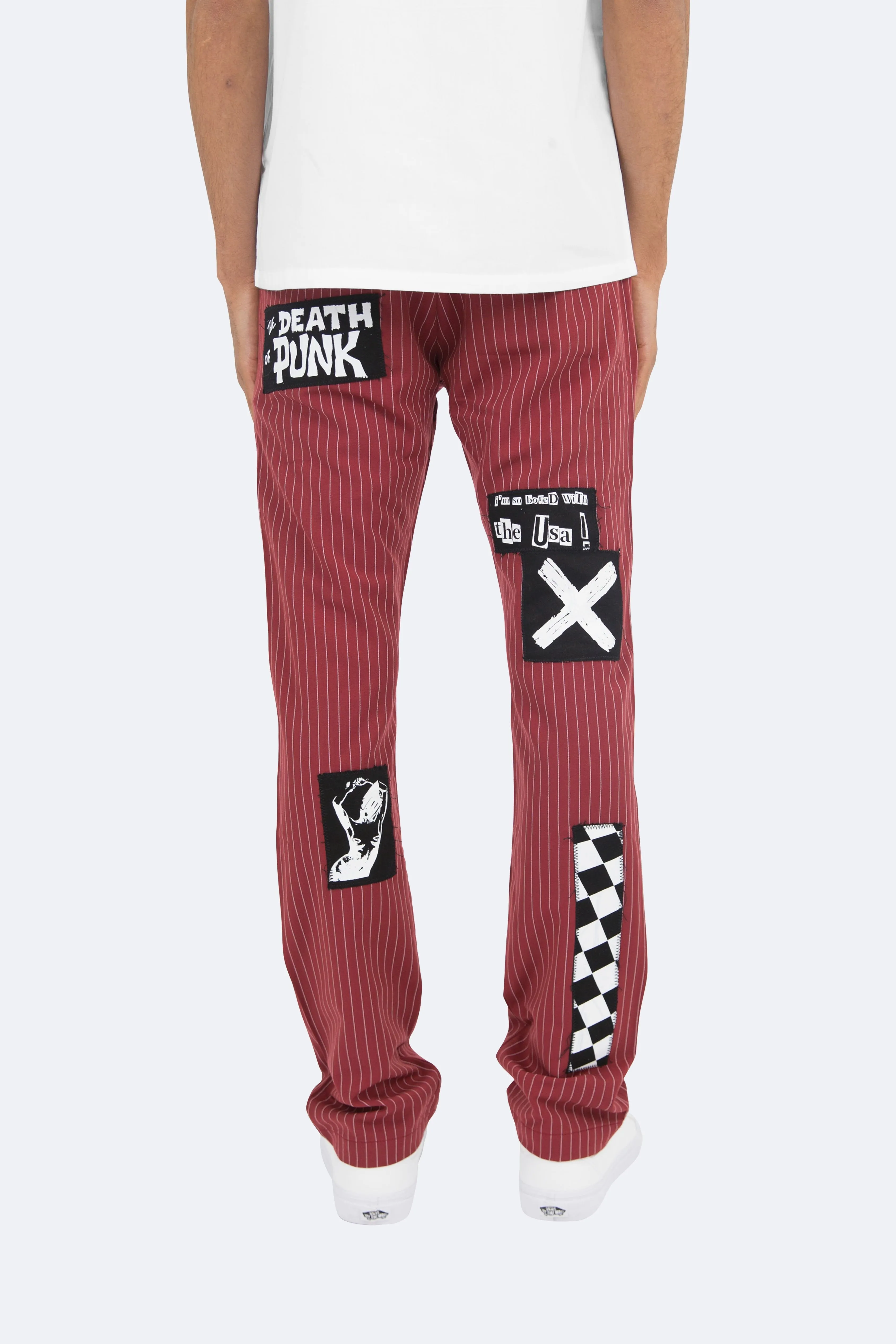 Patch Striped Pants - Red/White