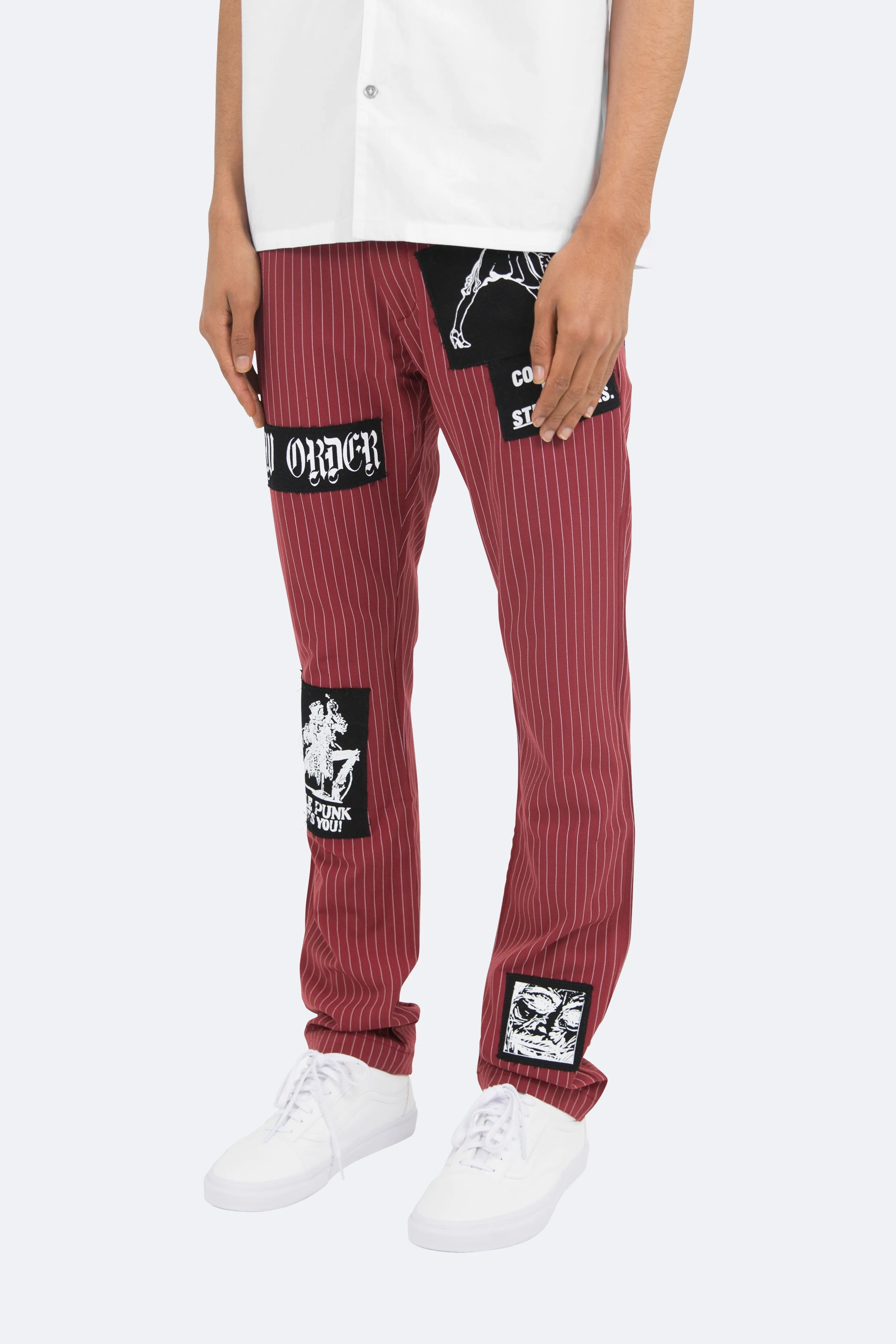 Patch Striped Pants - Red/White