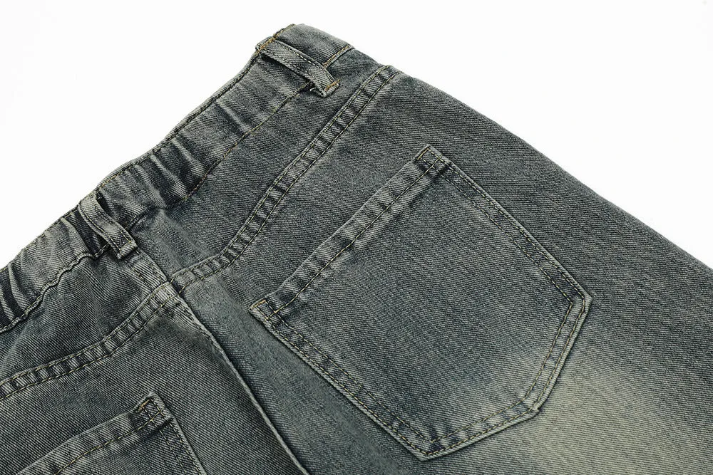 Punk Washed And Worn Denim Overalls Men