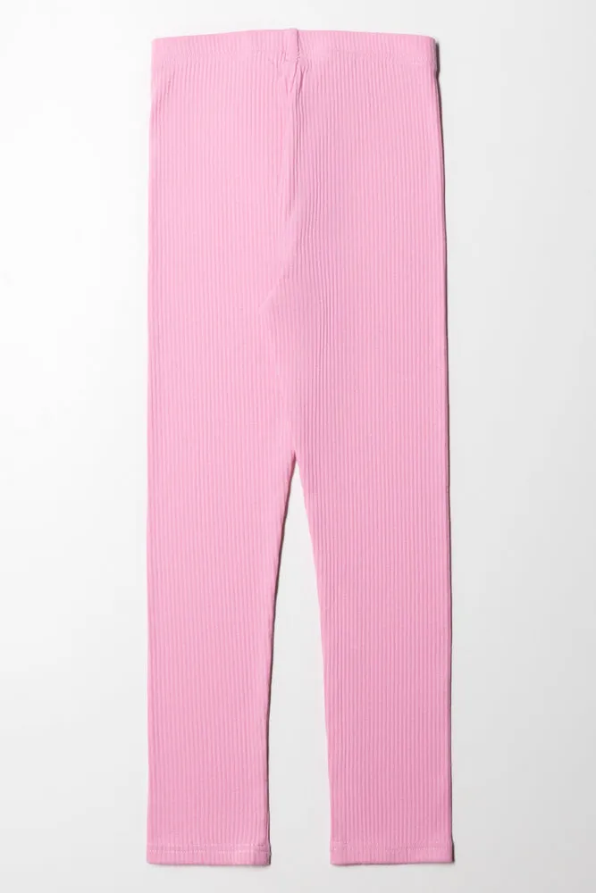 Rib Long Legging Mid Pink