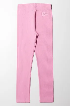 Rib Long Legging Mid Pink