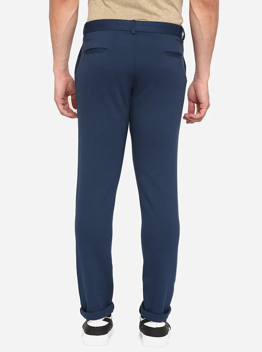 Royal Blue Solid venice Fit Casual Trouser | JadeBlue