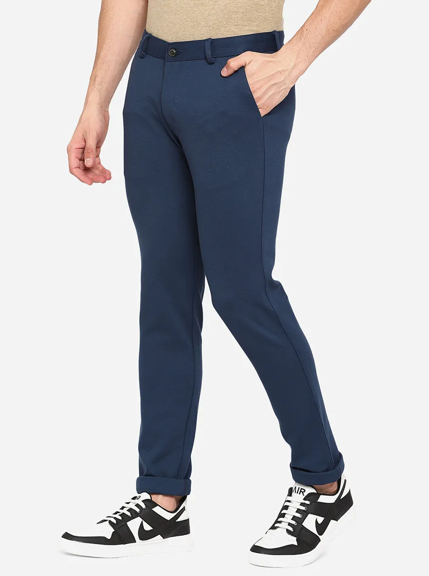 Royal Blue Solid venice Fit Casual Trouser | JadeBlue