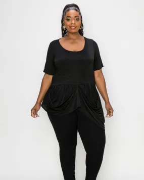 Savannah Draped Peplum Top | Black