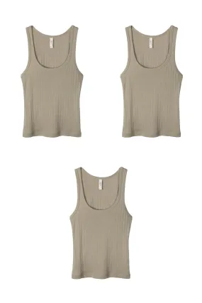 Tank Top Set of Three Khaki