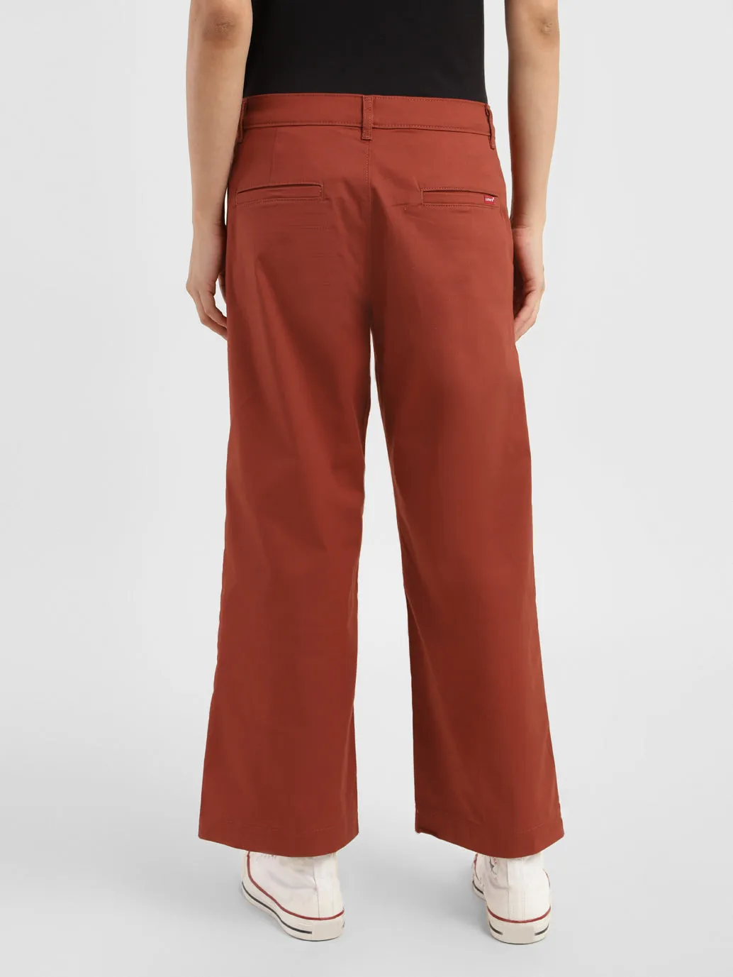 Women's Mid Rise Brown Loose Fit Trousers